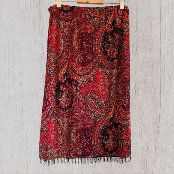 90s vintage paisley slinky skirt - Picture 1 of 11